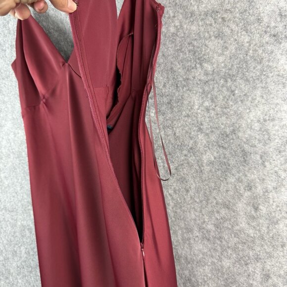 ModCloth Babydoll Slip Dress 6 Maroon Midi Y2K Style Dark Romantic Event - Picture 6 of 10